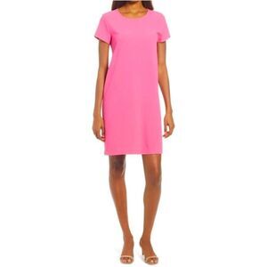 Chelsea28 Dress Mini Short Sleeve Dress Casual Barbie Pink Solid Crewneck